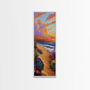 Seaside Sunset, Floral, Ocean Pathway Canvas Print, Vibrant Beach Decor, Coastal Hallway Wall Art, Bold Bohemian Beach Painting