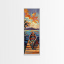 Tropical Boat Sunset Painting, Canvas Print coastal boat art, Caribbean vibe, boho beach house decor, entryway or bathroom wall piece