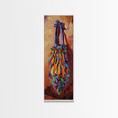 Bag Ribbon, Textiles, Fiesta - Framed Canvas Print boho textile wall art, vibrant folk art style, colorful entryway decor, Fall home accent