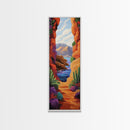 Desert Ocean, Cactus View, Framed Canvas Print, southwestern boho wall art, colorful nature painting, rustic hallway decor, warm earth tones