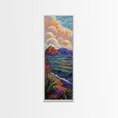 Tropical Coastal, Ocean, Horizon - Framed Canvas Print, tropical beach wall art, boho island painting, living room or vacation rental décor