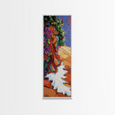 Garden Flowing, Flowers Path, Framed Canvas Print, floral hallway wall art, textured painting, boho botanical decor, whimsical home accent