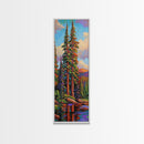 Pines Forest, Reflections Tranquil, Canvas Print, Serene forest lake painting, pine tree wall art, cabin living room decor, landscape piece
