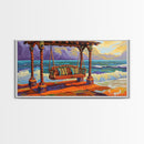 Swing Ocean, Sunset, Relaxing Coastal Art Canvas Print, Beach Swing Decor, Vibrant Seaside Living Room Wall Art, Boho Style