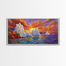 Iceberg Ocean, Sunset, Arctic, Canvas Print, Nature Wall Art, Vibrant Seascape Painting, Winter Decor Accent, Living Room Display