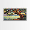 Twisted Tree, Lakeside Sunset, Majestic Oak, Canvas Print, Nature Wall Art, Living Room or Office Decor, Scenic Landscape Painting