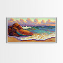 Conchas Beach, Sunset, Waves, Canvas Print, Mexican sweet bread art, kitchen wall decor, colorful bakery art, beach wall painting