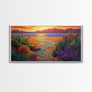 Sunset, Ocean Flowers, Nature Wall Art, vibrant landscape Canvas Print, tropical sunset décor, colorful coastal living room wall art