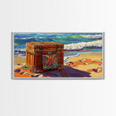 Treasure Chest, Beach Art, Ocean Waves, Nautical Decor, Coastal Wall Art, Seaside Aesthetic, Canvas Print, Living Room Wall Art
