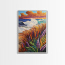 Waves Cliff, Paradise, Splash, Framed Canvas Print, Tropical beach wall art, ocean wave painting, coastal home décor, island vibes