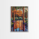 Forest Reflections, Tranquil, Trees, Canvas Print peaceful landscape art, serene nature wall decor, cabin bathroom art, rustic boho style
