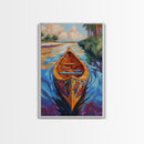 Boat Jungle, Paddle, Colorful Canvas Print, Adventure Nursery Wall Art, Tropical Nature Decor, Bright Travel Inspired Painting