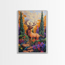 Elk Forest, Autumn, Majestic Wildlife Wall Art, Woodland Cabin Decor, Fall Season Rustic Accent, Framed Canvas Print