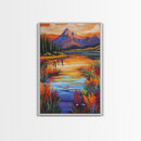 Mountain Autumn, River, Vibrant Reflection Canvas Print, Nature Wall Decor, Cabin or Lodge Living Room Art, Fall Landscape Style
