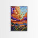 Sunset Sky, Coastal View, Vibrant Nature, Canvas Print, Landscape wall art, boho art, colorful sky painting, Living Room Wall Art