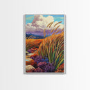 Autumn Prairie, Golden Fields, Windy Wheat, Nature Trail, Framed Canvas Print, Fall Wall Art, rustic farmhouse decor, cozy style