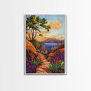 Mountain Path, Sunset Horizon, Autumn Landscape Wall Art, Canvas Print, Living Room Accent, Vibrant Fall Nature Scene, Outdoor Inspired Decor