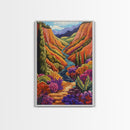 Vibrant Canyon Trail, Fall Mountainscape Art, Colorful Nature Painting, Canvas Print, Autumn Decor, Rustic Cabin Wall Art, Boho Vibe