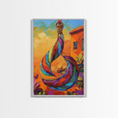 Colorful Pendant, Abstract Jewelry, Bohemian Style, Artistic Decor, Warm Sunset Tones, Bedroom Wall Art, Framed Canvas Print