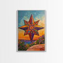 Colorful Starburst Sky, Sunset Mosaic Star Art, Vibrant Landscape Design, Canvas Print, Fall Living Room Decor, Boho Wall Accent