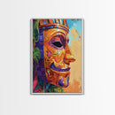 Tribal Mask Side, Exotic Face Wall Decor, Canvas Print, Cultural Art Style, Office Accent Art, Tiki Mask Inspired Home Wall Art