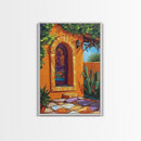 Spanish Doorway Scene, Rustic Home Art, Desert Vibes, Warm Entryway Decor, Framed Canvas Print, Southwestern Kitchen Wall Art