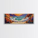 Ocean Wave, Rocky Coast, Vibrant Sunset, Nature Seascape, Framed Canvas Print, Coastal Wall Art, Beach Bathroom Decor, Colorful Seascape Art