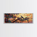 Majestic Eagle, Colorful Tree, Sunset Sky, Bold Nature, Canvas Print, wildlife wall art, nature lover gift, living room decor