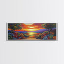 Tropical Sunset, Coastal Trees, Vibrant Horizon, Colorful Evening, Canvas Print, tropical paradise wall art, sunset lover gift