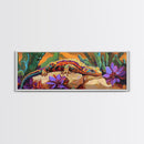 Vibrant Lizard Art, Desert Gecko Painting, Succulent Garden Colors, Framed Canvas Print, Eclectic Kitchen Wall Decor, Animal Art