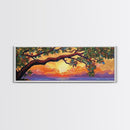 Tropical Tree Sunset, Ocean View Art, Island Vibes, Framed Canvas Print, Beach House Decor, Sunset Wall Art, Coastal Boho Art