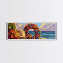 Coastal Wreath Art, Nautical Vibes, Colorful Rope, Framed Canvas Print, Beach House Wall Art, Summer Home Decor, Tropical Boho Art