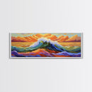 Vibrant Ocean Wave, Coastal Wall Art, Bold Sunset Seascape, Framed Canvas Print, Colorful Beach Decor, Nautical Bathroom Art