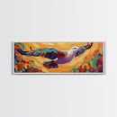 Soaring Bird, Colorful Flight, Nature Bird Art, Desert Skies, Framed Canvas Print hallway wall decor, boho art, inspirational wall piece