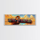 Folk Carved Beam, Southwest Wood Detail, Rustic Architecture Art, Colorful Entryway Style, Framed Canvas Print, Warm Wall Decor