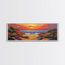 Autumn Sunset Path, Beach Trail Art, Vibrant Landscape, Framed Canvas Print, Fall Home Decor, Coastal Living Room Wall Art, Boho Art