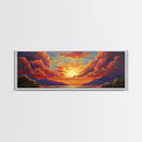 Sunset Serenity Sky, Mountain Glow Art, Dreamy Landscape Painting, Canvas Print, Peaceful Wall Decor, Living Room or Meditation Space