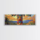 Totem Pole Art, Southwest Style, Desert Sky, Framed Canvas Print, Native Inspired, Living Room Wall Art, Cultural Landscape