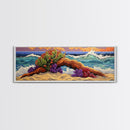 Driftwood Coast, Colorful Ocean, Beach Nature, Framed Canvas Print, Coastal Wall Art, Tropical Living Room Decor, Surreal Seascape Art