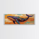 Colorful Whale Art, Ocean Animal, Abstract Sea Life, Nautical Decor, Canvas Print, Coastal Nursery Wall Art, Boho Sea Creature