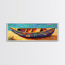 Colorful Canoe Art, Vibrant Coastal Boat, Tropical Beach Vibes, Canvas Print, Boho Beach Decor, Nautical Wall Art, Bathroom Art
