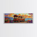 Flower Wagon, Sunset Trail, Wildflower Garden, Rustic Charm, Framed Canvas Print, Autumn Wall Art, Living Room Decor, Country Farmhouse Art