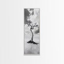 Solitary Tree, Beach Art, Surreal Landscape, Moody Wall Decor, Framed Canvas Print, Meditation Room Art, Monochrome Nature Style