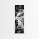 River Through Trees, Tranquil Forest Stream, Reflective Nature Art, Framed Canvas Print, Zen Living Room Wall Decor, Calm Scene
