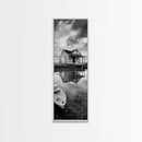 Weathered House, Abandoned Shack, Reflection Lake, Framed Canvas Print, Rustic cabin wall art, Fall entryway decor, Moody farmhouse aesthetic