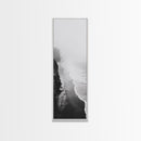 Foggy Cliffs, Ocean Shoreline, Monochrome Beach, Canvas Print, Black and white beach art, Coastal minimalist hallway decor, Modern seascape gift