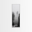 Foggy Cliffs, Coastal Serenity, Ocean Landscape, Nature Photography, Framed Canvas Print, Minimalist Wall Art, Bedroom Wall Decor