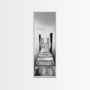 Rustic Dock, Peaceful Lake, Minimal Landscape, Black and White Art, Canvas Print, Tranquil Nature Scene, Entryway Art, Bedroom Wall Art
