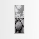 Granite Boulders, Coastal Rocks, Ocean Horizon, Dramatic Clouds, Framed Canvas Print, Nature Wall Art, Modern Beach House Decor