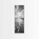 Ocean Foam, Morning Light, Tranquil Seashore, Black and White Coastal Print, Canvas Print, Minimalist Bathroom Print, Entryway Wall Art